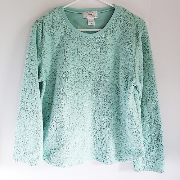 Oscar de la Renta Fleece Floral Pullover Sweater M - Picture 4 of 5